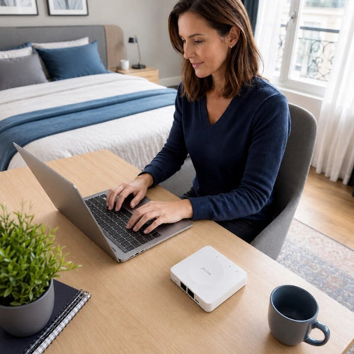 routeur wifi couverture totale femme plante cafe lit