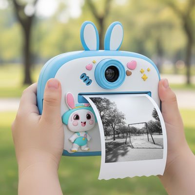 Appareil photo instantane enfant dans parc
