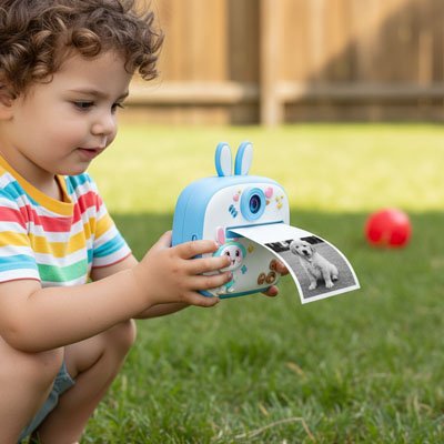 Appareil photo instantane enfant photo chien