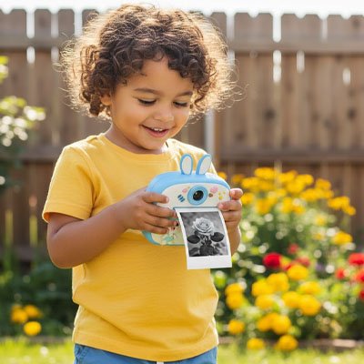 Appareil photo instantané enfant photo fleure 