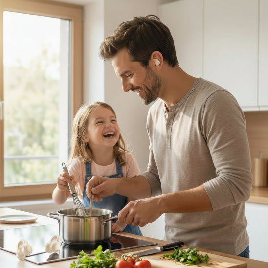Ecouteur bluetooth | Conduction Osseuse homme fille cuisine