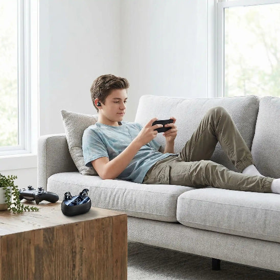 Ecouteur bluetooth | Conduction Osseuse jeune homme jeux 