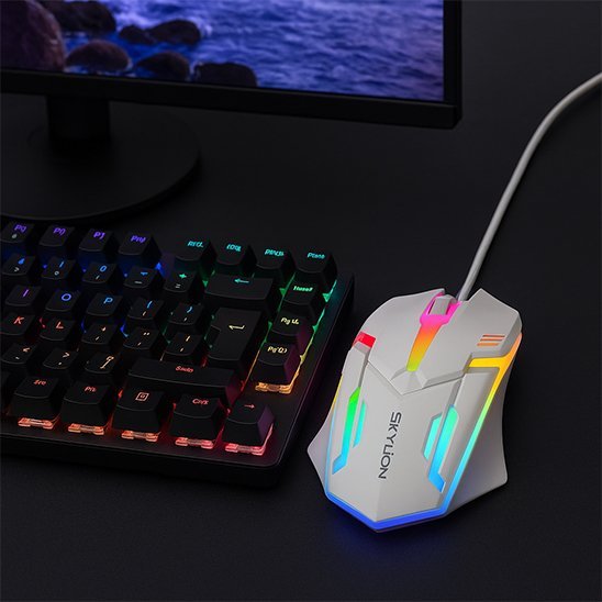 Souris filaire ergonomique | UltraPrecision blanc clavier