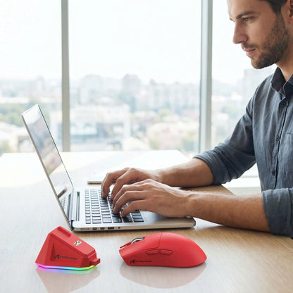 Souris sans fil avec base de chargement magnetique rouge