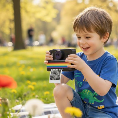 Appareil photo enfant finition avec bande arc en ciel 
