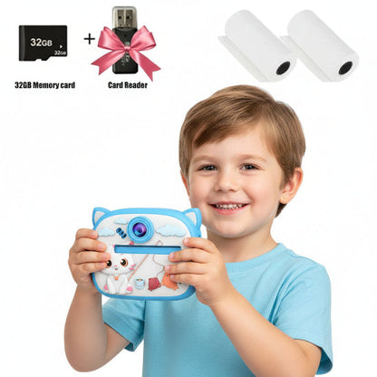 appareil photo instantane enfant bleu chat