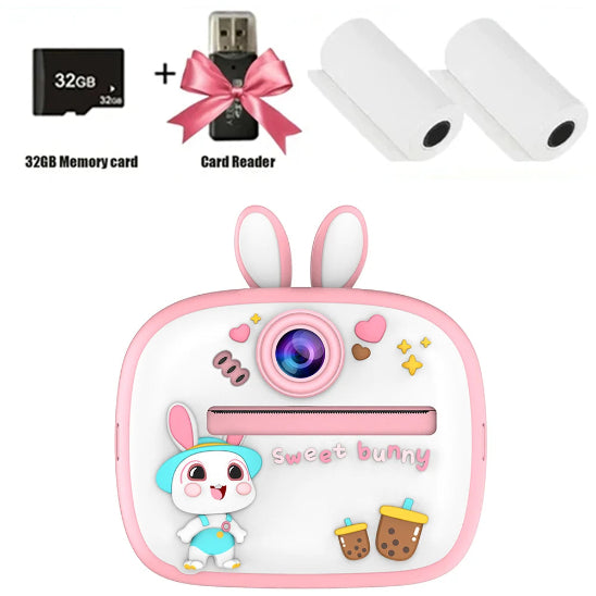 appareil photo instantane enfant rose lapin