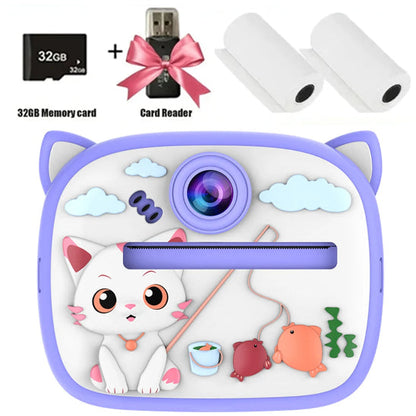 appareil photo instantane enfant violet chat