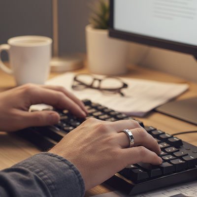 Bague connectée finition metal