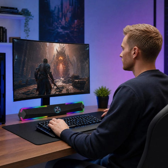 barre de son pc lumison homme jeu ecran