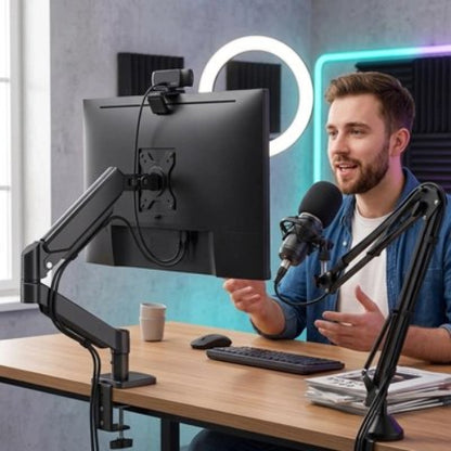 bras d'ecran ergonomique reglable homme en video micro