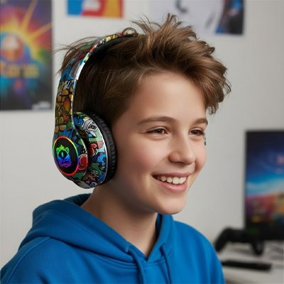 Casque audio enfant effets lumineux rgb oreillettes