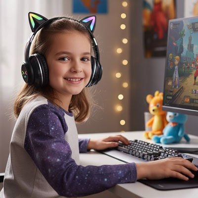 Casque audio enfant oreilles lumineuses led integrees plaire jeunes utilisateurs