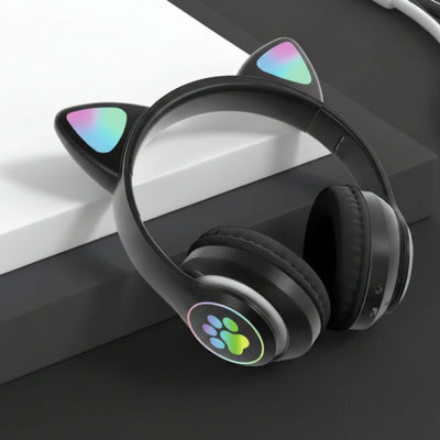 casque audio enfant chat noir