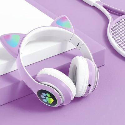 casque audio enfant chat violet