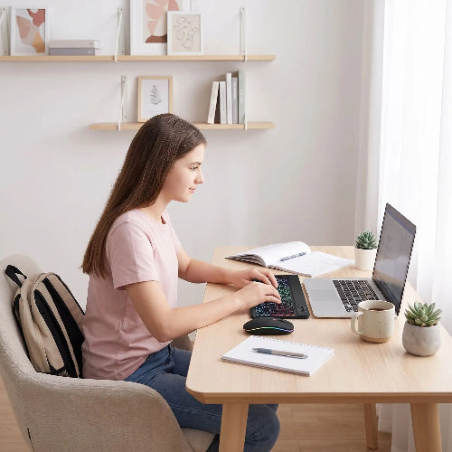 clavier et souris sans fil ergonomique ado fait ses devoirs
