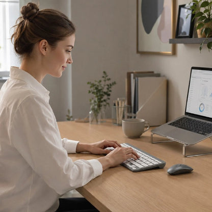 clavier et souris sans fil ergonomique compact femme avec clavier gris