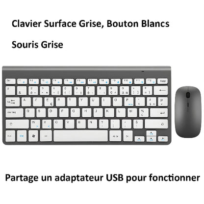 clavier et souris sans fil ergonomique compact gris