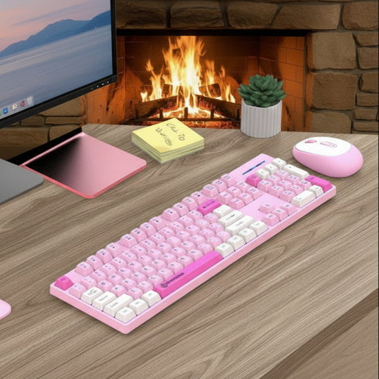 clavier et souris sans fil rose bonbon Shipadoo Ergonomique