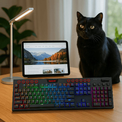 clavier sans fil avec chat lampe