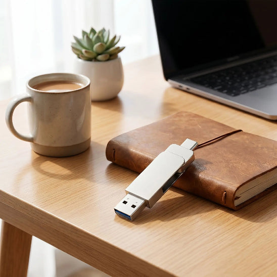 cle usb double connecteur bureau plante cafe