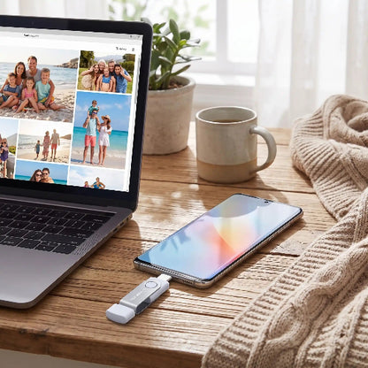 cle usb double connecteur usb-c et usb 3.0 photo voyage de cellulaire a ordinateur