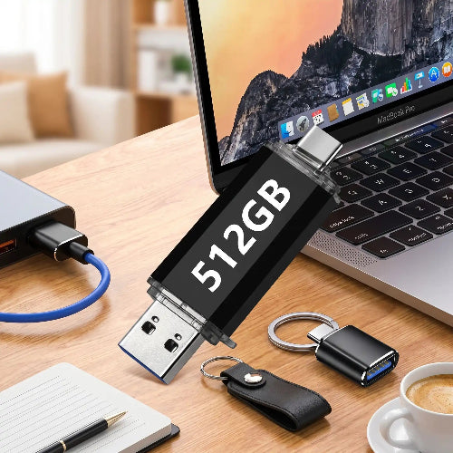 cle usb type-c 512 go otg universelle haute vitesse sur bureau avec macbook