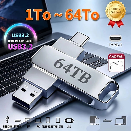cle usb ultra-rapide type-c 3.2 1tb a 64tb
