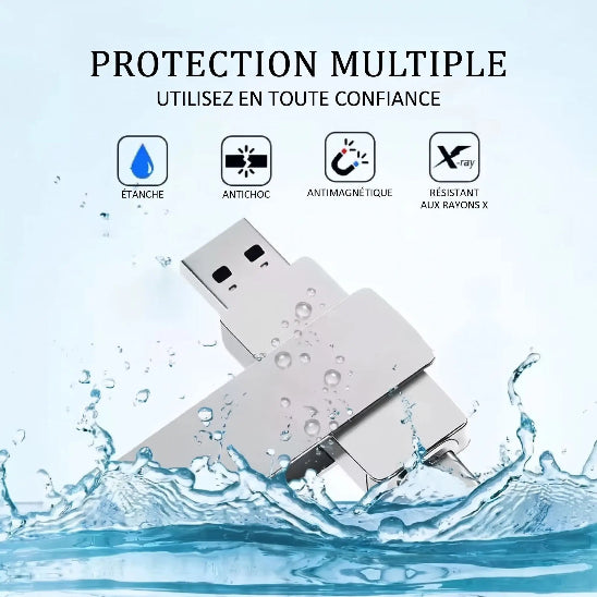 cle usb ultra-rapide type-c 3.2 resiste a l eau protection