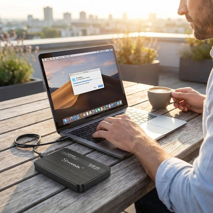 disque dur externe performant USB 3.0 table exterieur cafe