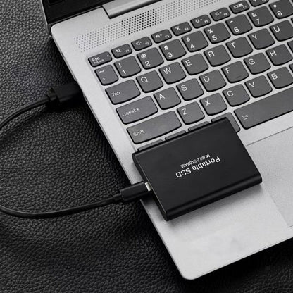 disque dur externe silencieux usb-c noir sur portable