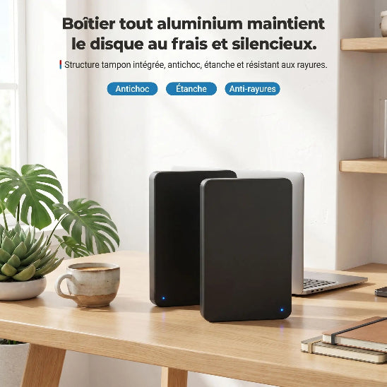 disque dur externe usb 3.0 universel boitier aluminium frais silencieux