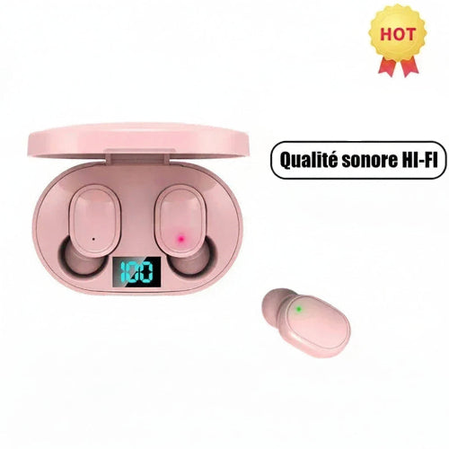 ecouteur bluetooth immersif haute qualite rose