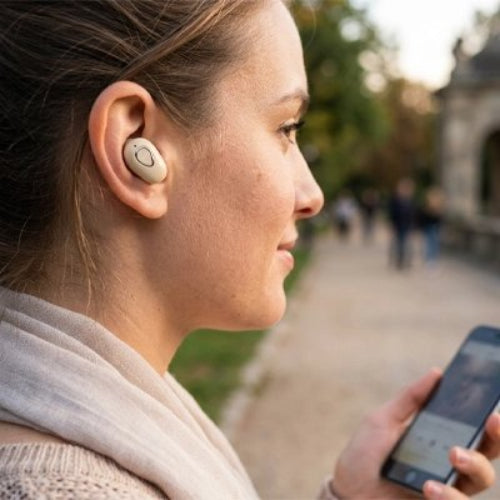 ecouteur bluetooth immersive hd femme marche cellulaire
