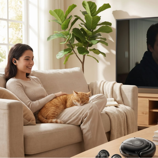 ecouteur traducteur polyglot fille chat film plante