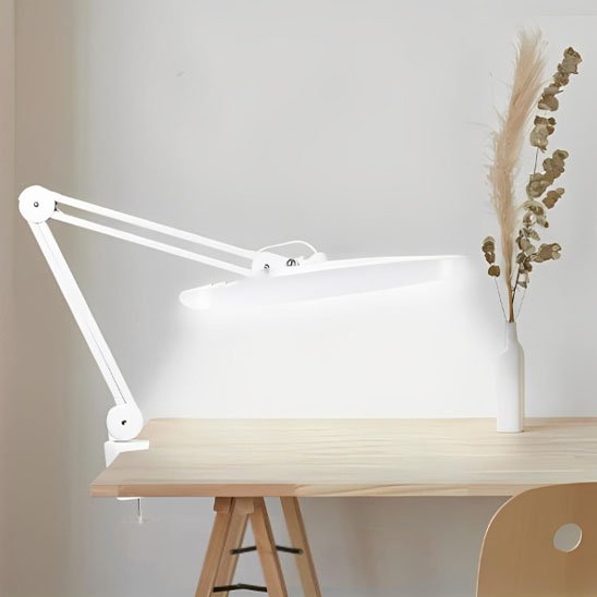 Lampe de bureau LED bras double articulation avec joints pivotants