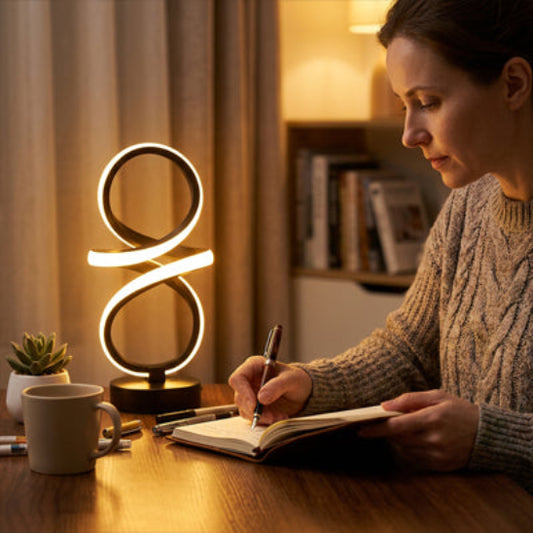 lampe de bureau spirale femme cafe plante 