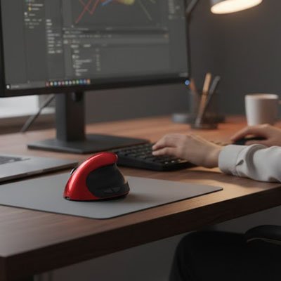 Souris ergonomique longues sessions devant écran
