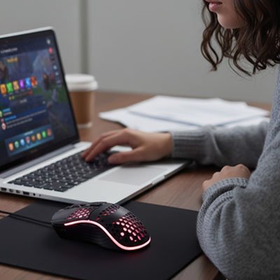 Souris filaire revetement texture 