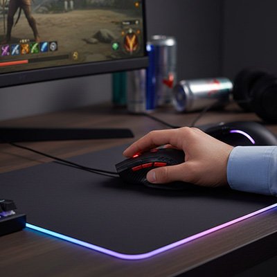 Souris sans fil gamer​ forme profilée avec repose pouce