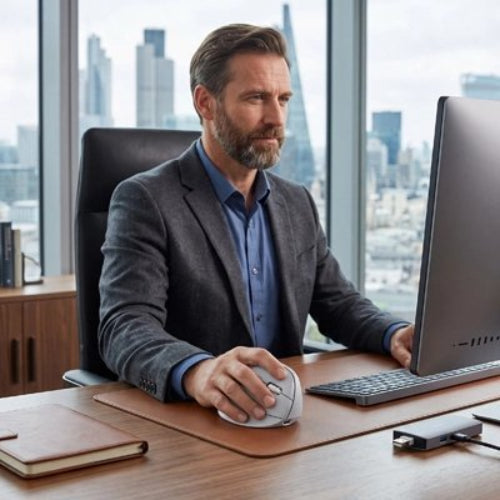 souris ergonomique confort anti-fatigue homme au travail bureau