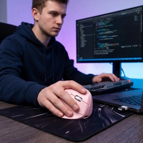 souris ergonomique sans fil confort pro  rose homme tapis clavier