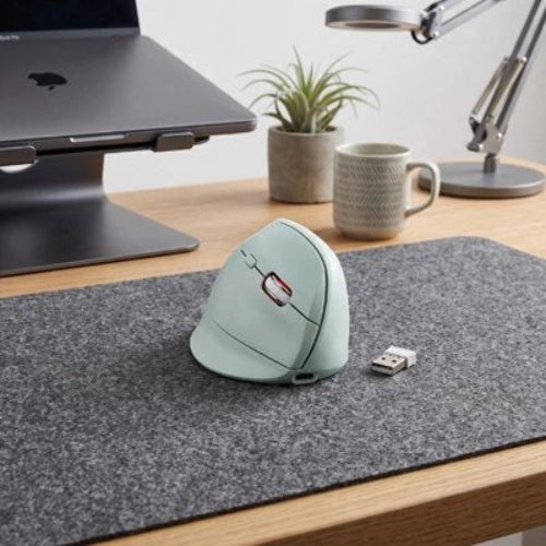 souris ergonomique sans fil confort pro vert tapis gris lampe