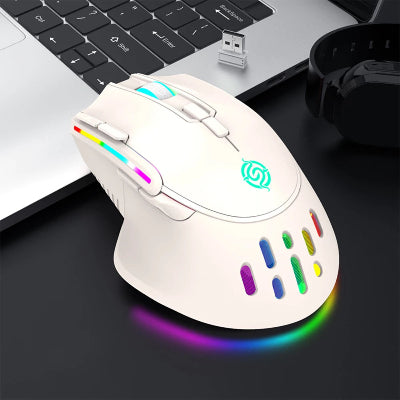 souris sans fil gaming rgb 10 boutons blanc
