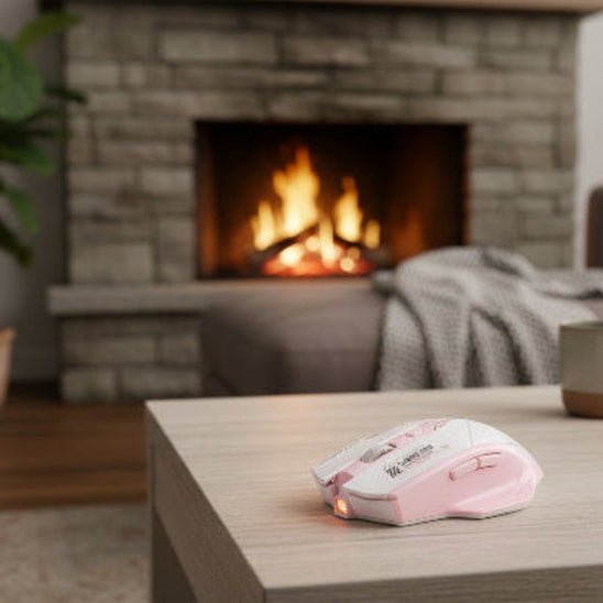 souris sans fil rose foyer plante