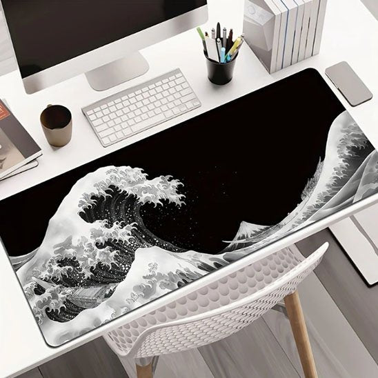 Sous main bureau noir et blanc vague iconique