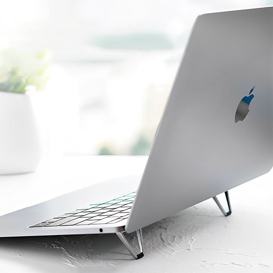 Support ordinateur portable aluminium avec finition argentée