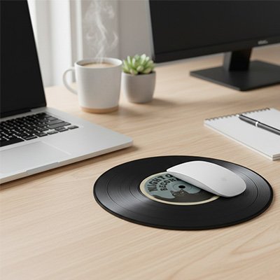 Tapis de souris disque vinyle authentique 