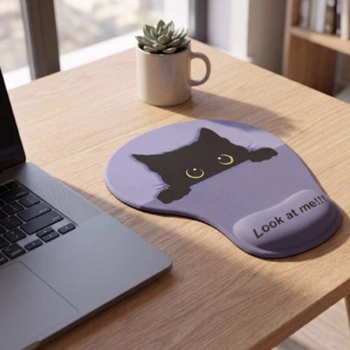 tapis de souris ergonomique antiderapant chat mauve