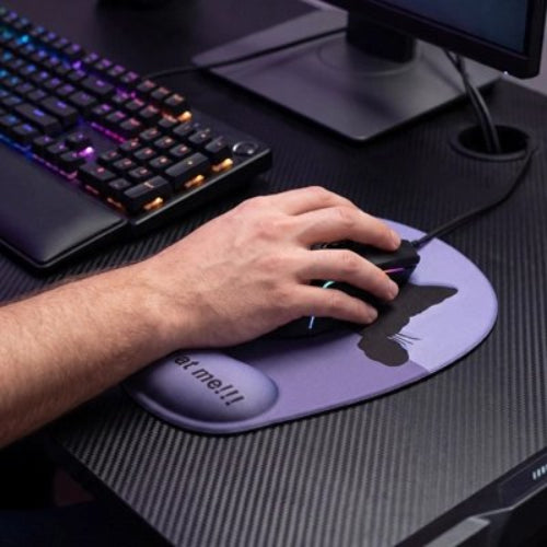 tapis de souris ergonomique antiderapant chat mauve homme clavier